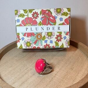Plunder Phoebe Bold Pink and Silver Ring